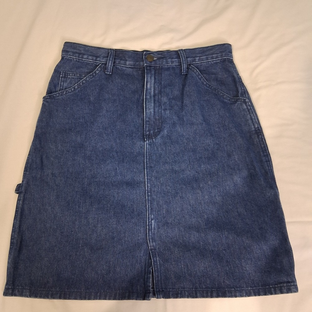 Vtg 90s Real Comfort Carpenter‎ Medium Wash Denim Jean Skirt in Women's Waist 32